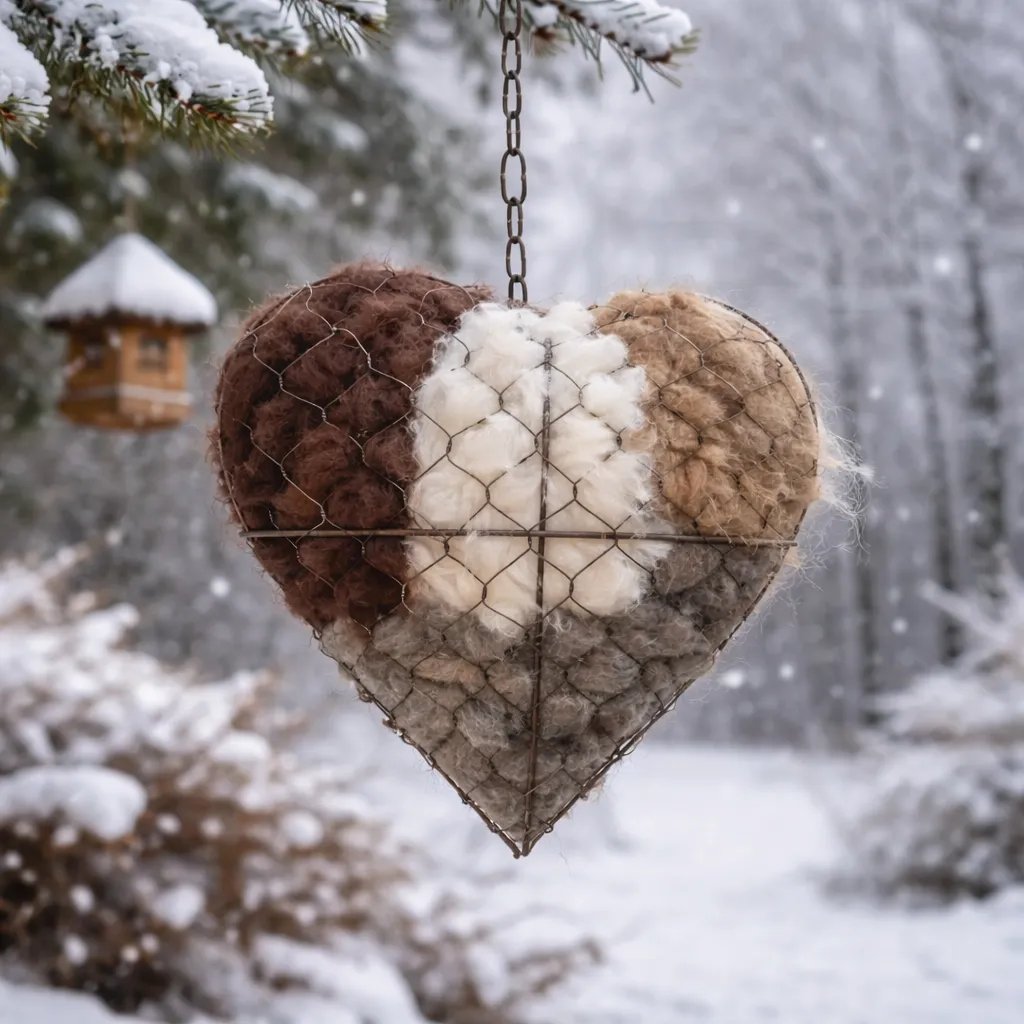 🕊️🕊️ Handmade Alpaca Fiber Bird Nesting Heart🕊️🕊️