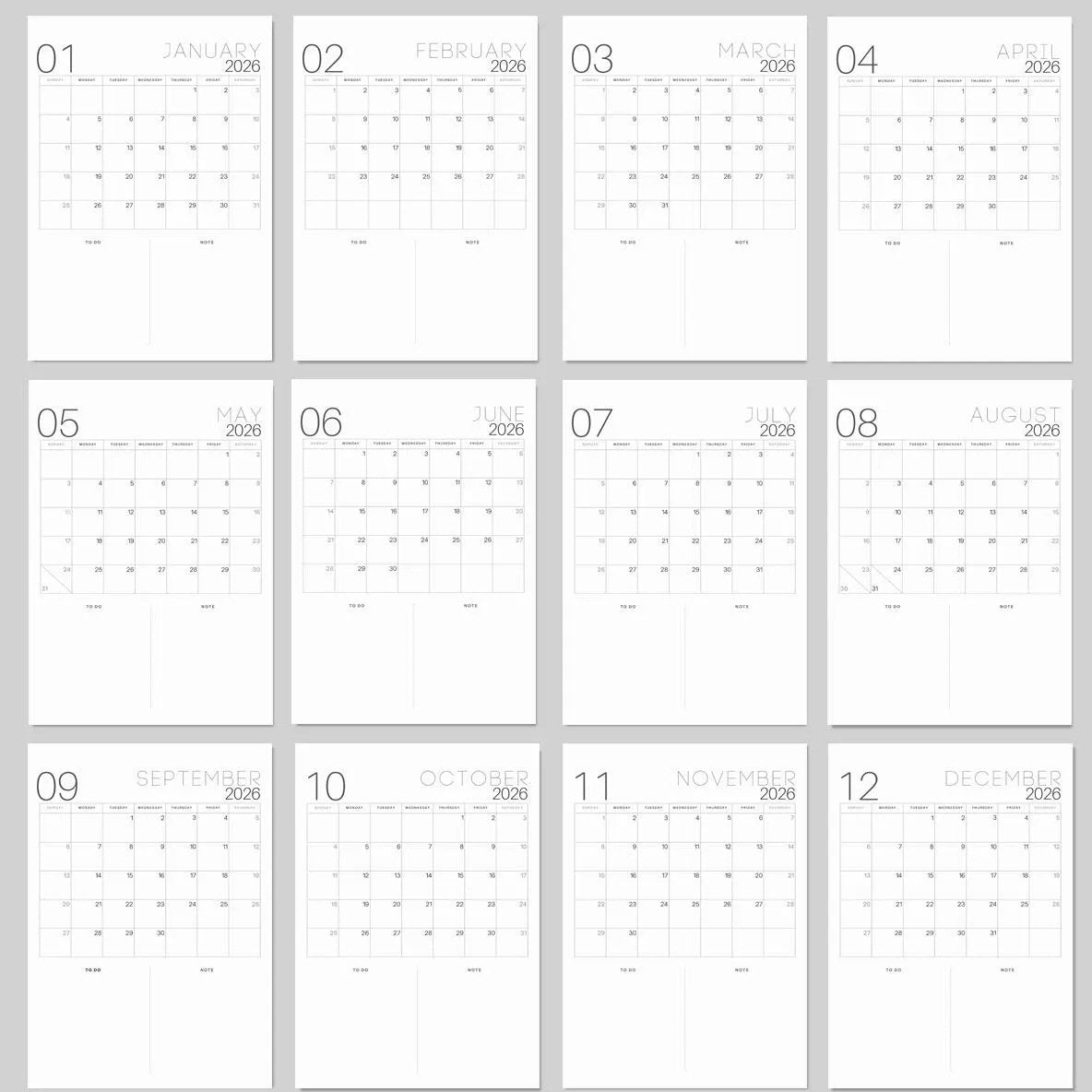 📅 2026 Bucket List Wall Calendar