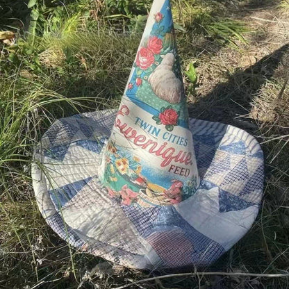 🔥Last Day 49% OFF - Handcrafted Quilted Witch Hat – Unique Folk Art for Halloween & Vintage Looks