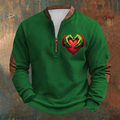 Unisex Long Sleeve Half-zip Crew Neck Sweatshirt - Random Style