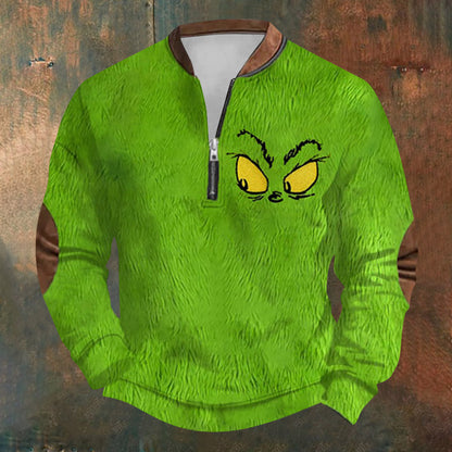 Unisex Long Sleeve Half-zip Crew Neck Sweatshirt - Random Style