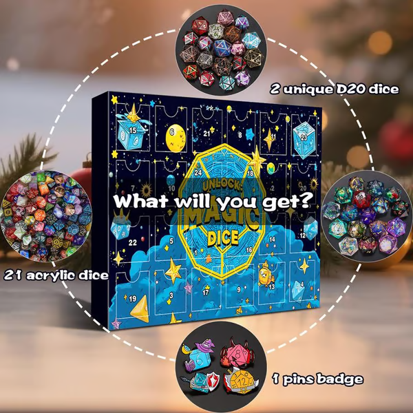 🎄🎲2025 Christmas Dice Advent Calendar -with 24 holes Include Badge