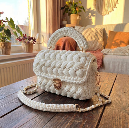 🧶 Handmade by Marcus: Signature Handwoven Crochet Bag – Luxury Artisan Craftsmanship with Gold Accents – Unique Gift for Her ✨