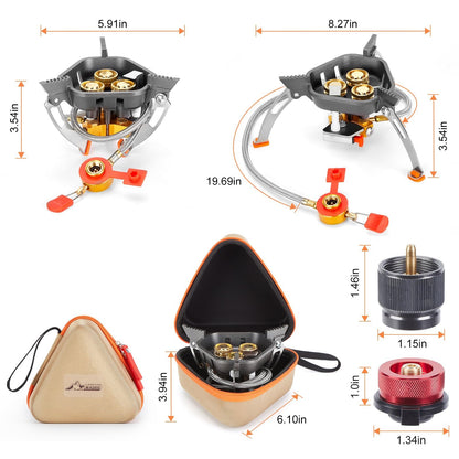 🔥LAST DAY 57% OFF🌟9900W/12800W Windproof Camping Stove, Camping Gas Stove with Piezo Ignition