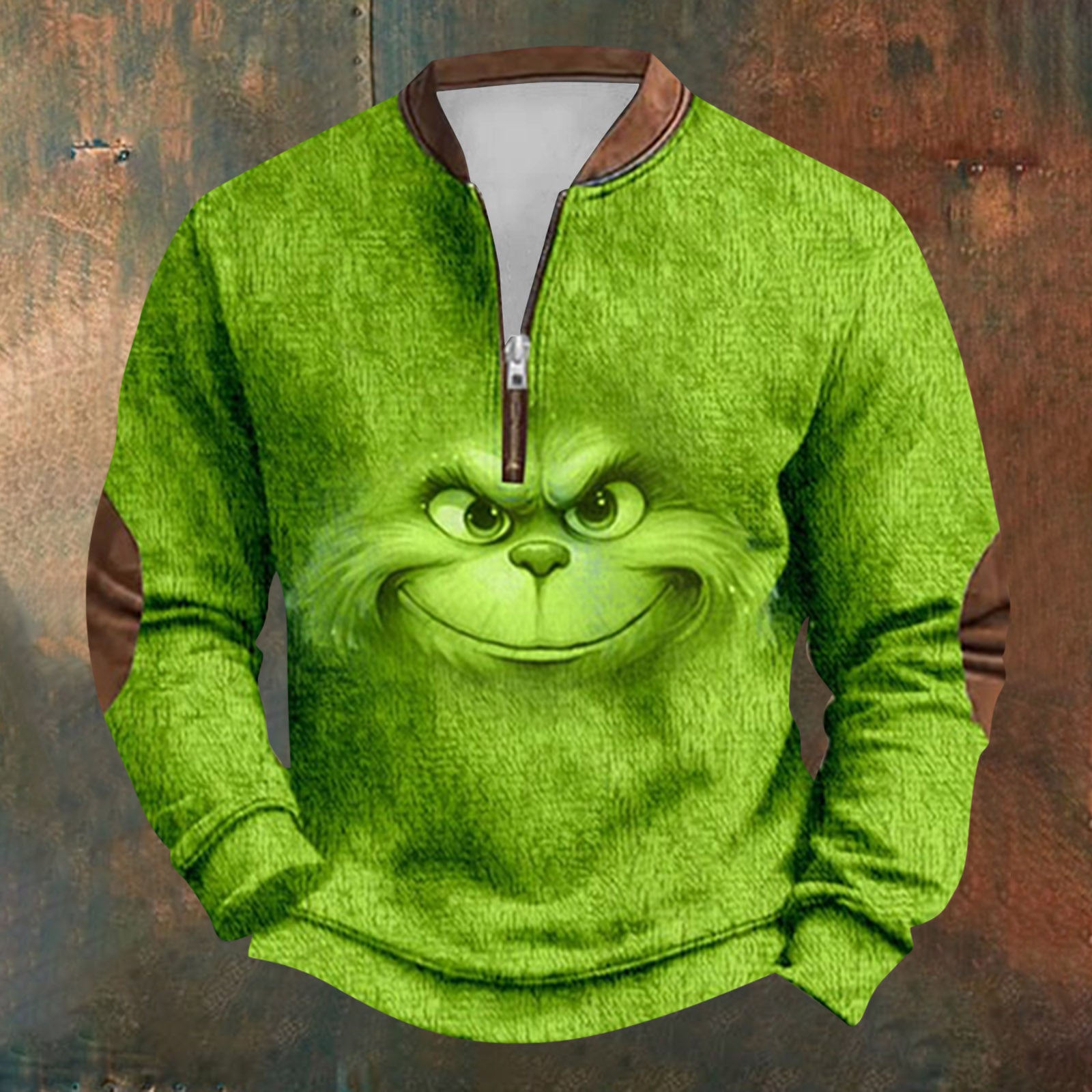 Unisex Long Sleeve Half-zip Crew Neck Sweatshirt - Random Style