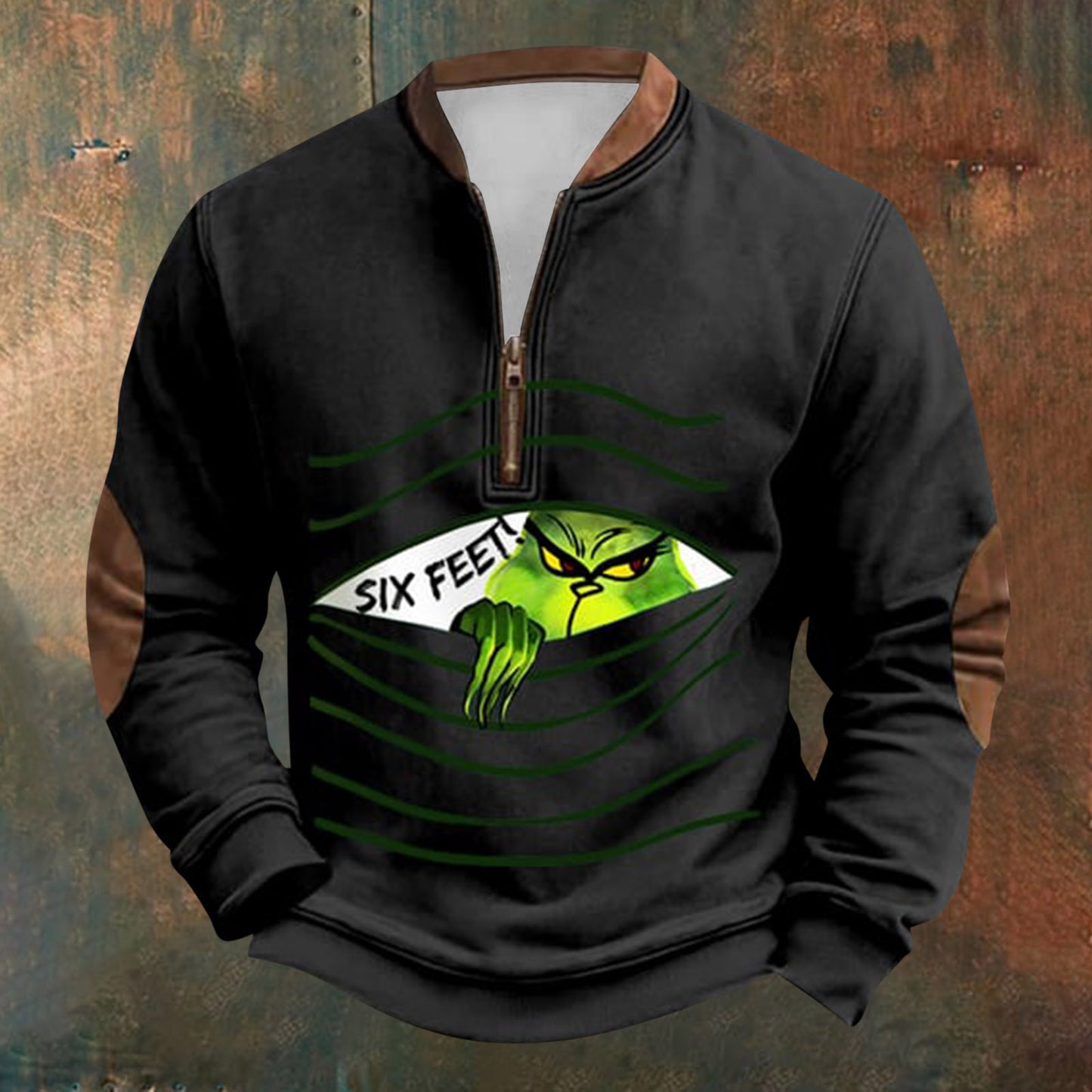 Unisex Long Sleeve Half-zip Crew Neck Sweatshirt - Random Style