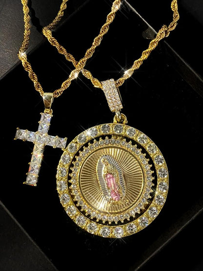 ✝️Cross & Virgin Mary Necklace – Faith, Strength, and Quiet Protection