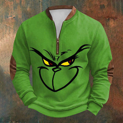 Unisex Long Sleeve Half-zip Crew Neck Sweatshirt - Random Style