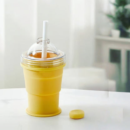 🔥NEW HOT SELLING 49% OFF 🔥 2-in-1 Collapsible Silicone Ice Ball Maker Cup & Reusable Ice Sphere Mold with Straw Lid