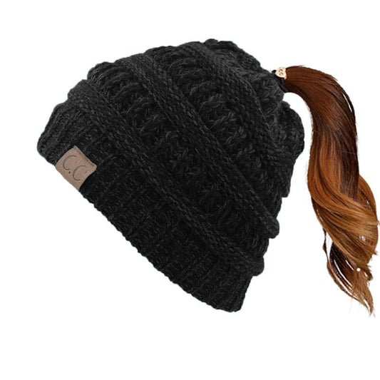 🎅Christmas Sale🎅Women's Ponytail Beanie – Chic & Cozy Cable Knit Hat for Fall and Winter, with Adjustable High Ponytail Opening