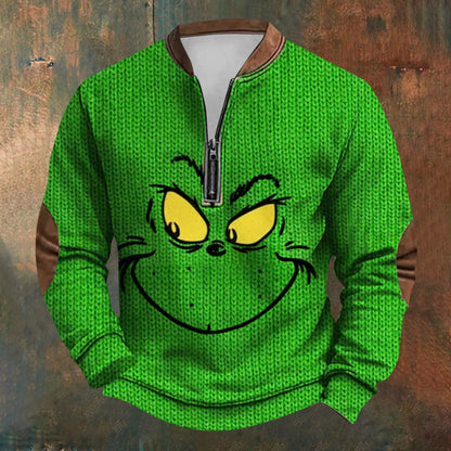 Unisex Long Sleeve Half-zip Crew Neck Sweatshirt - Random Style