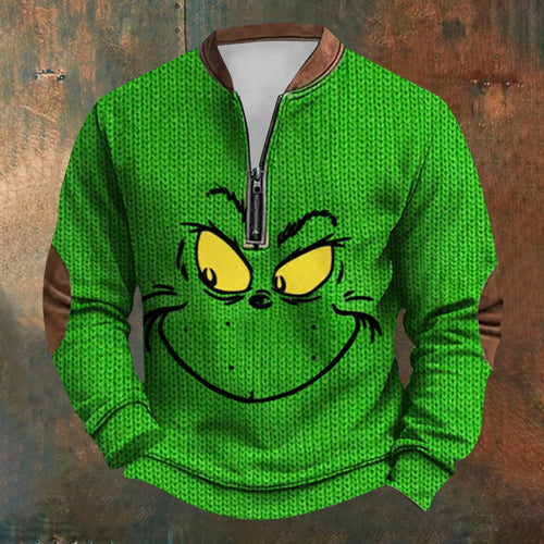 Unisex Long Sleeve Half-zip Crew Neck Sweatshirt - Random Style