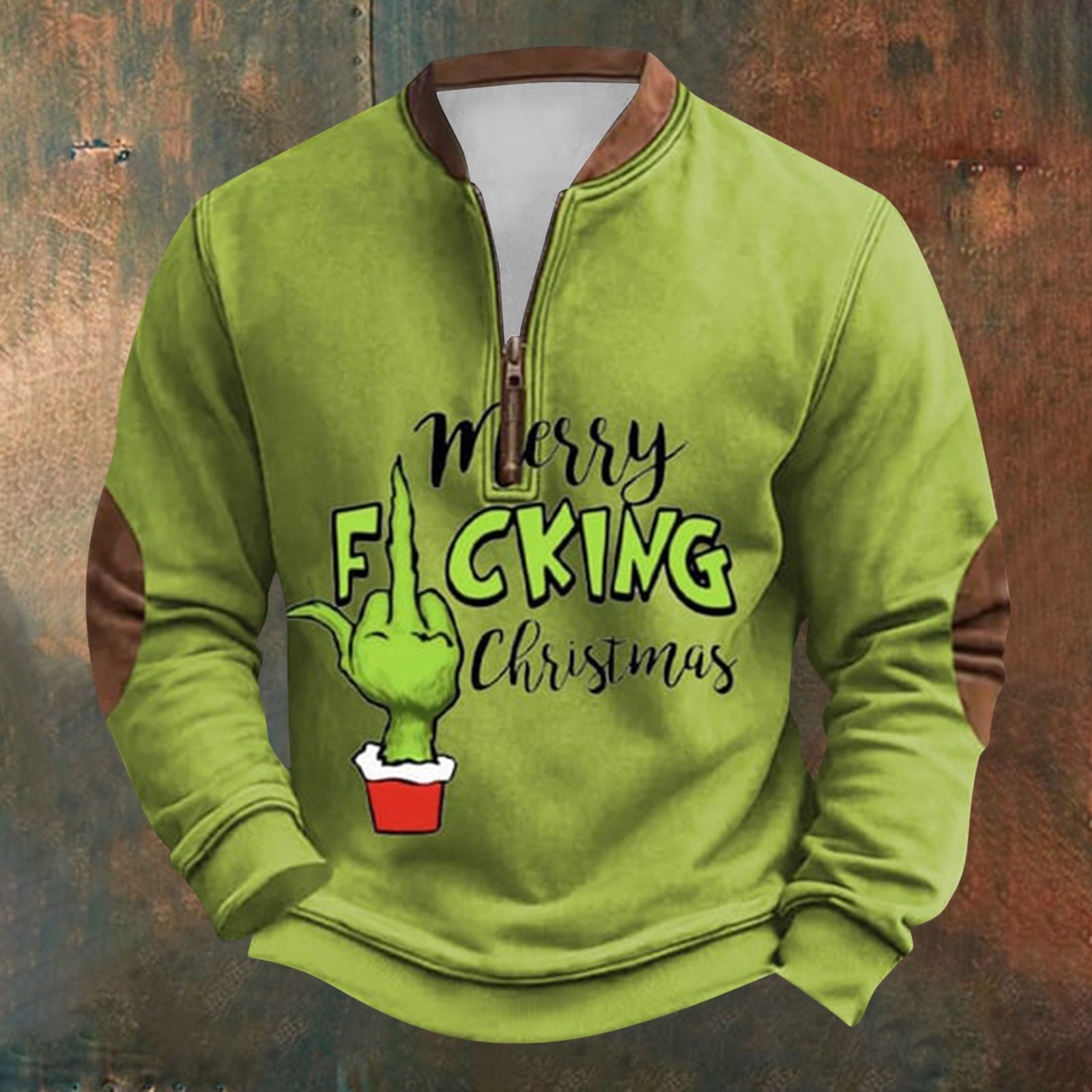 Unisex Long Sleeve Half-zip Crew Neck Sweatshirt - Random Style