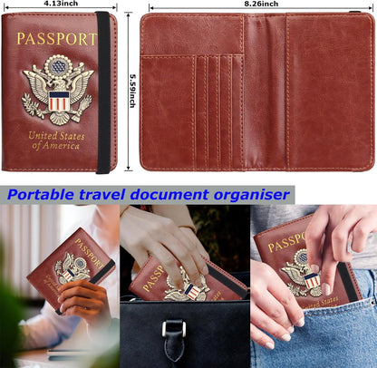 🏆35K+ SOLD!🦅Metal USA Badge Passport Holder Wallet Case - RFID Blocked, Travel Essentials Cruise Essentials