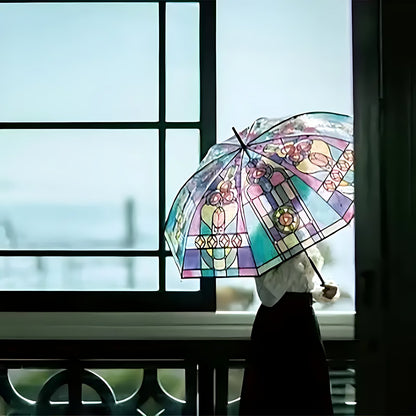 🏆 50K+ SOLD!🔥Vintage Stained Glass Automatic Umbrella