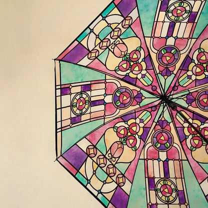 🏆 50K+ SOLD!🔥Vintage Stained Glass Automatic Umbrella