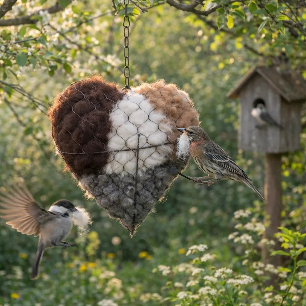 🕊️🕊️ Handmade Alpaca Fiber Bird Nesting Heart🕊️🕊️