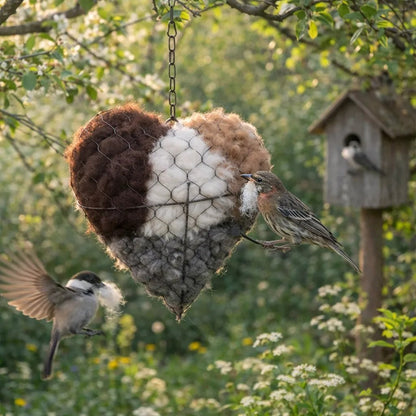🕊️🕊️ Handmade Alpaca Fiber Bird Nesting Heart🕊️🕊️