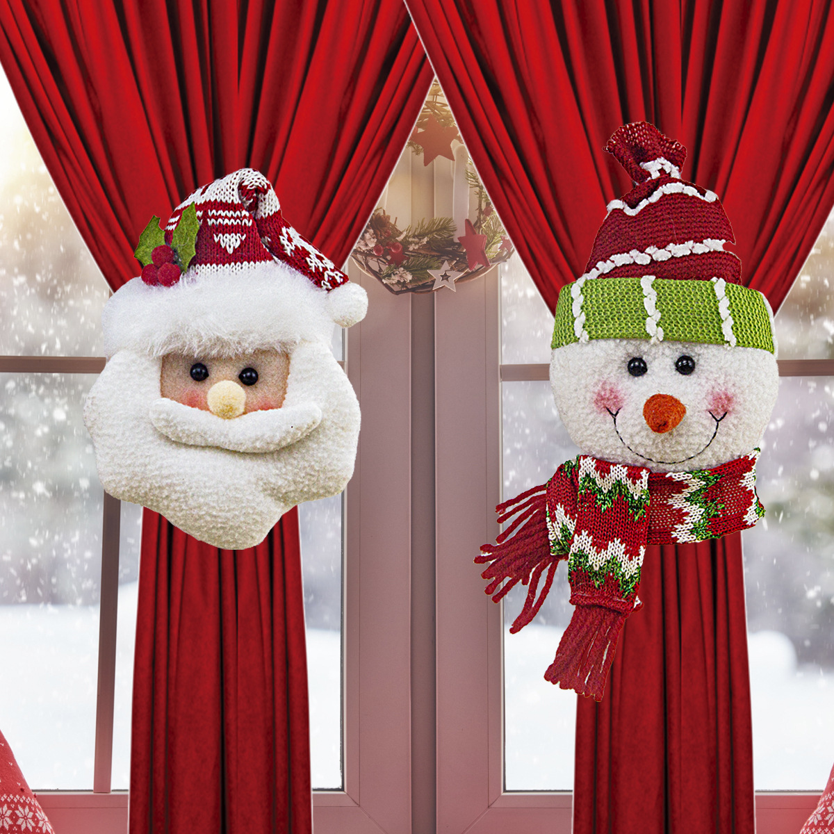 🎅 Last 70% discount Santa Claus Snowman Curtain