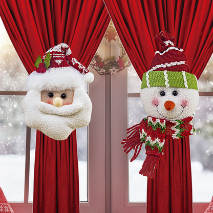🎅 Last 70% discount Santa Claus Snowman Curtain