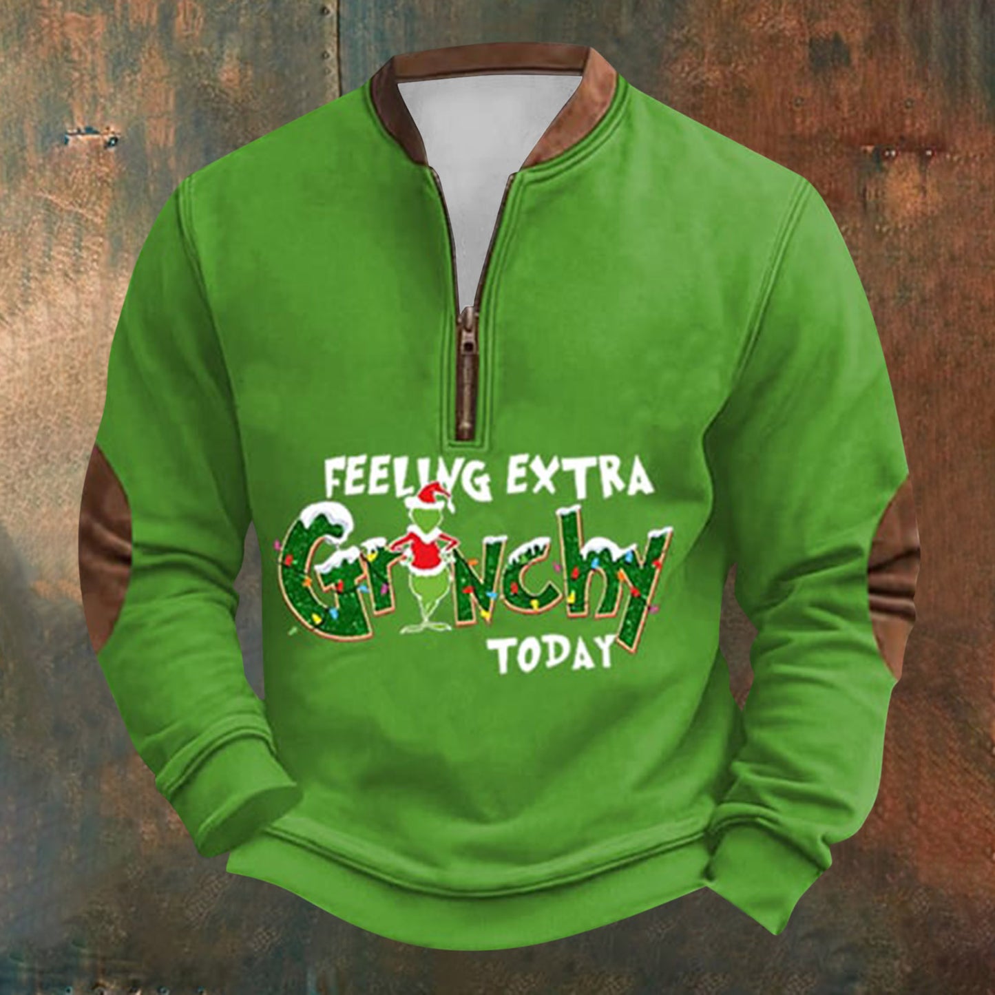 Unisex Long Sleeve Half-zip Crew Neck Sweatshirt - Random Style