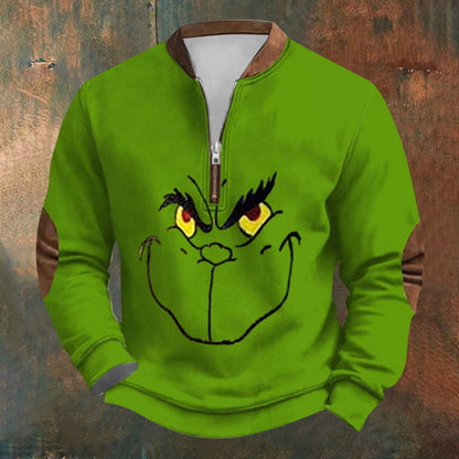 Unisex Long Sleeve Half-zip Crew Neck Sweatshirt - Random Style