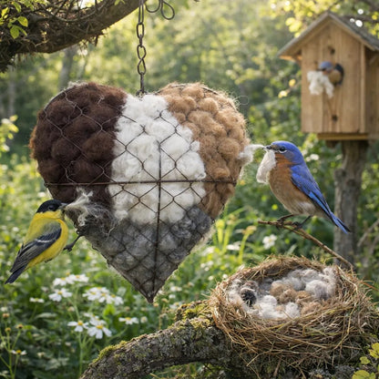 🕊️🕊️ Handmade Alpaca Fiber Bird Nesting Heart🕊️🕊️