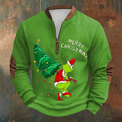 Unisex Long Sleeve Half-zip Crew Neck Sweatshirt - Random Style