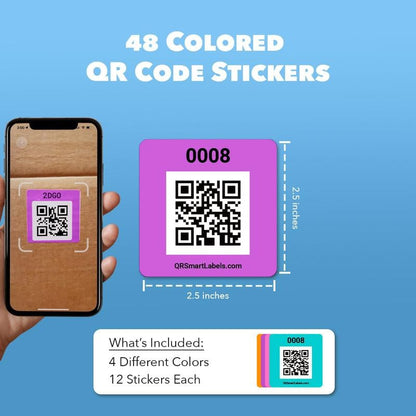 🏆35K+ SOLD! Original Color-Coded Scannable QR Labels (48 Pack)
