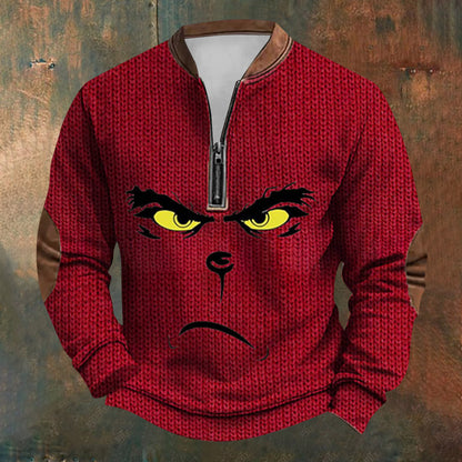 Unisex Long Sleeve Half-zip Crew Neck Sweatshirt - Random Style