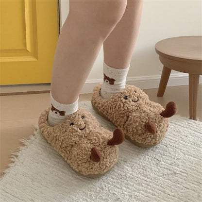 Peanut Jellycat Fluffy Fuzzy Scuff Slippers Soft Comfy Memory Foam Non-slip Indoor House Shoes