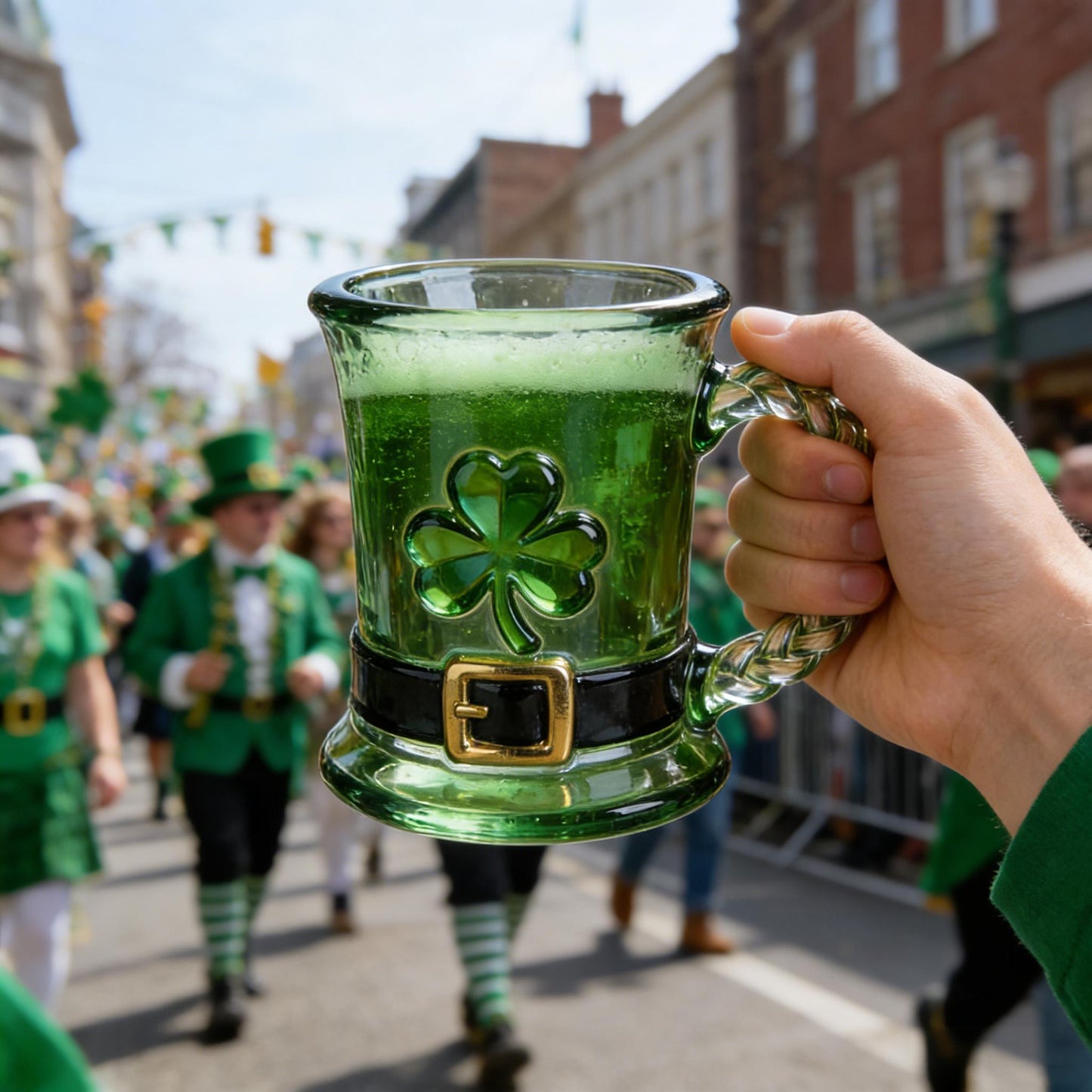 🏆35K+ SOLD!💥St. Patrick’s Day Leprechaun Hat Glass Mug