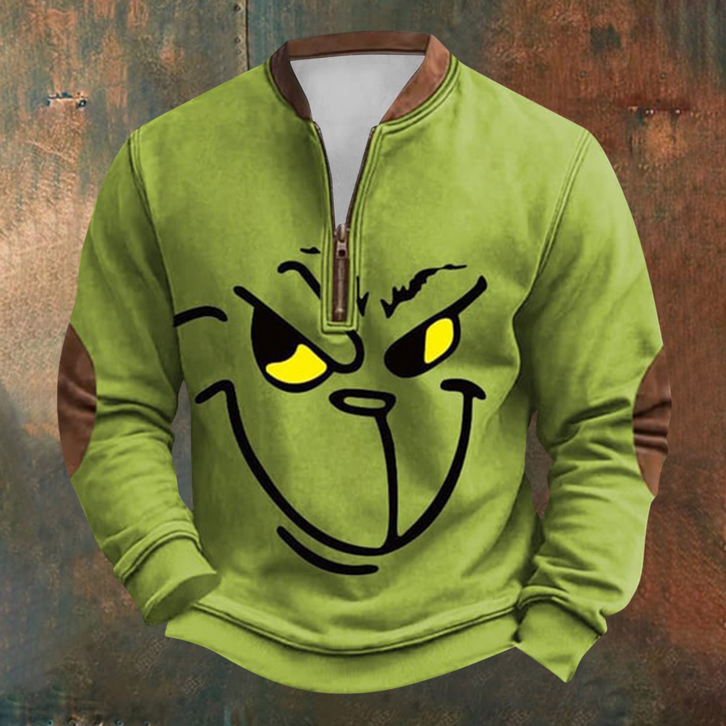 Unisex Long Sleeve Half-zip Crew Neck Sweatshirt - Random Style