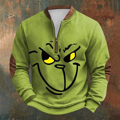 Unisex Long Sleeve Half-zip Crew Neck Sweatshirt - Random Style