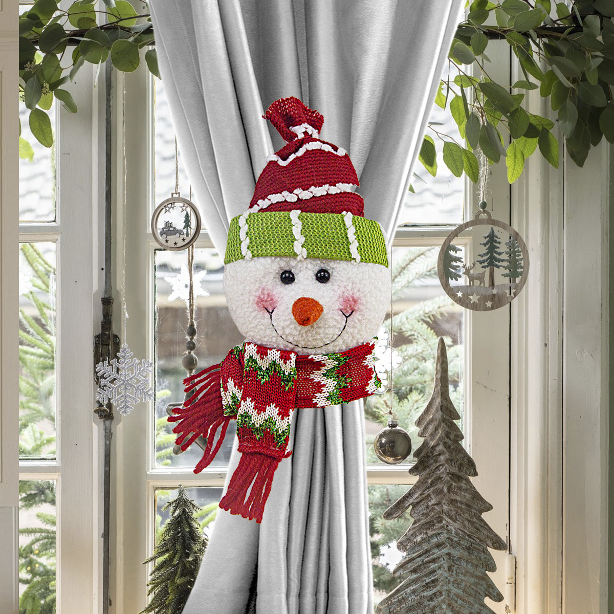 🎅 Last 70% discount Santa Claus Snowman Curtain