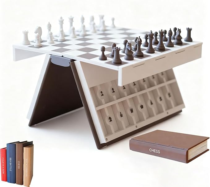 📚 6-in-1 Book-Style Board Game Set | Chess, Backgammon & More | 49% OFF Timeless Fun!