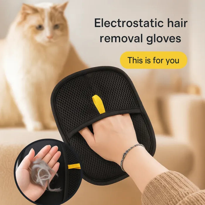 🔥 Electrostatic Pet Hair Removal Grooming Gloves