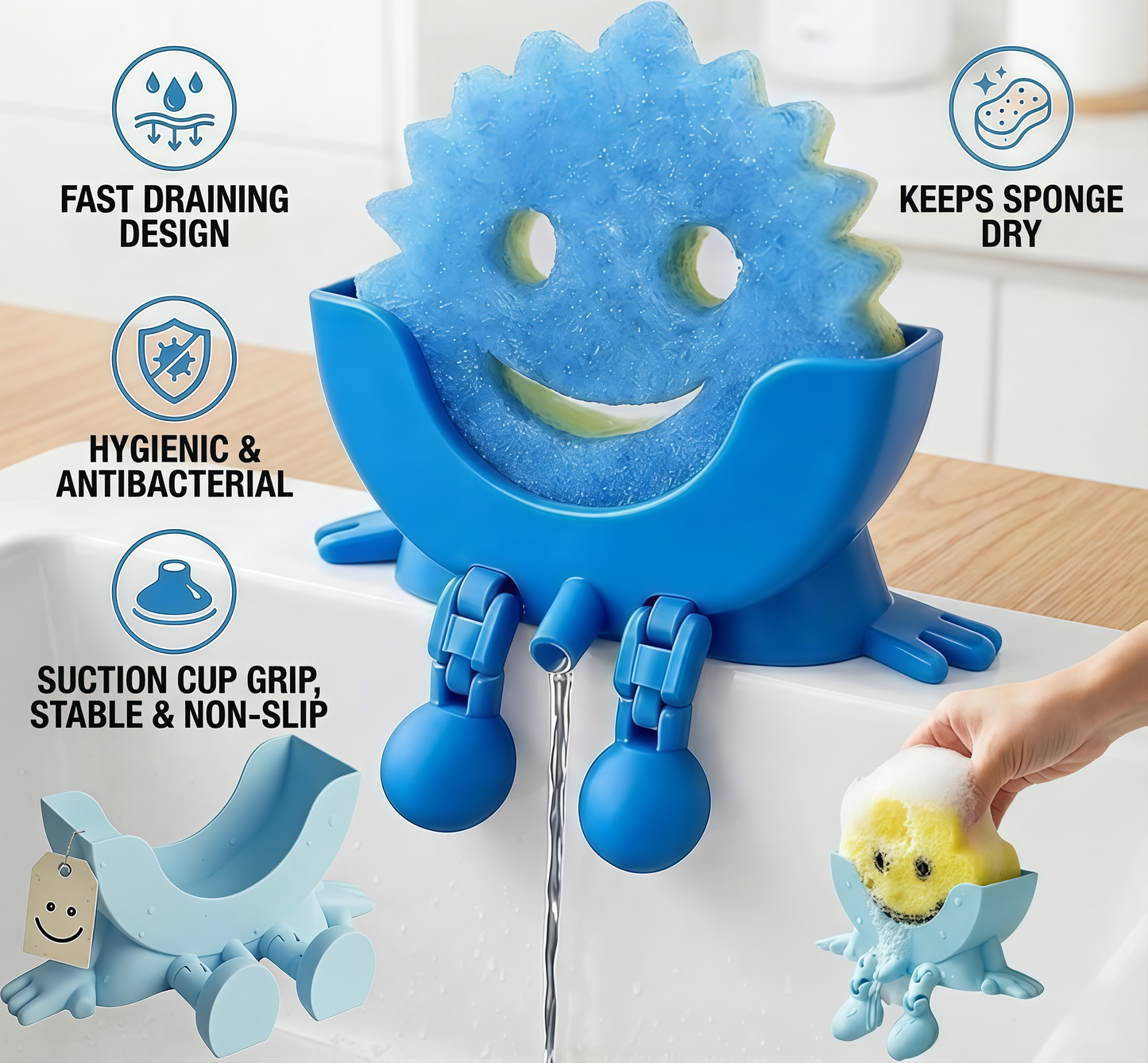 Smiling Eggshell Sponge Drainer Stand